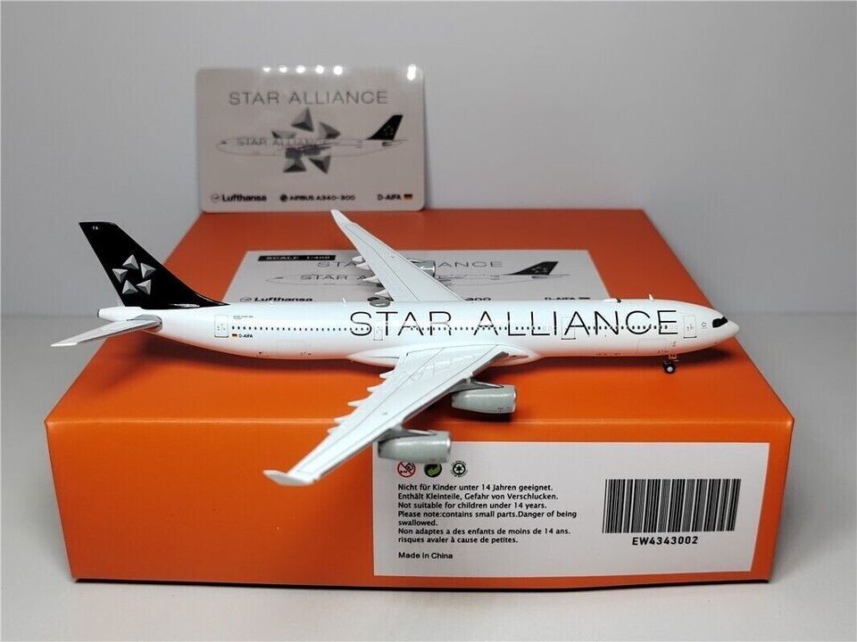 1:400 JC Wings Lufthansa STAR ALLIANCE AIRBUS A340-300 Airplane Diecast Model