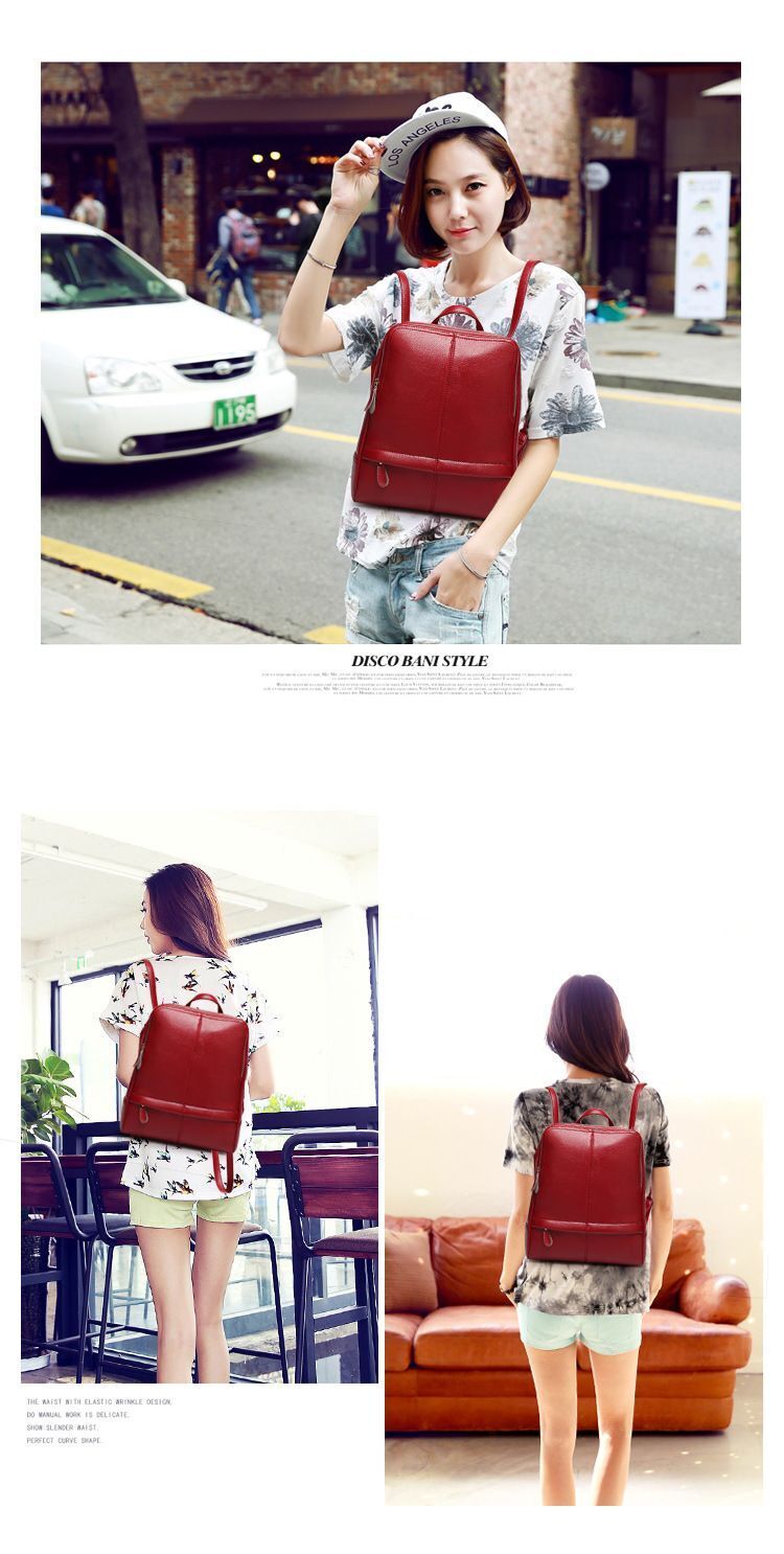 Fashion Backpack School Style Leisure Travel Softback Zipper Bags Red Purse 1 PC