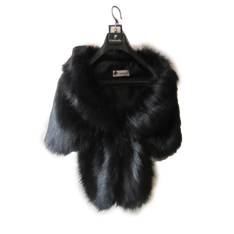 Elegant High-grade Bridal Wedding Luxury Fur Long Shawl Stole Wrap Shrug Scarf