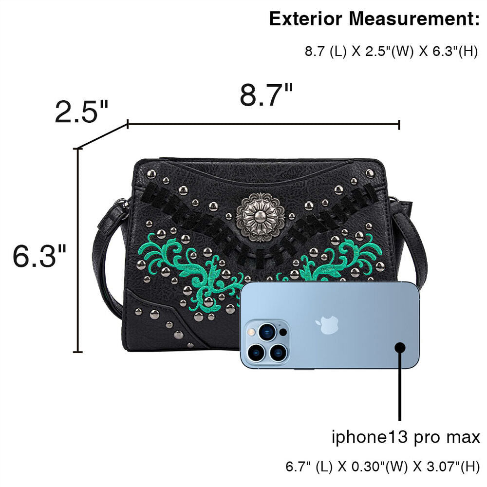 Black Women Studs Luxury Designer Handbag Crossbody Bag Makeup Bag Purse Wallet