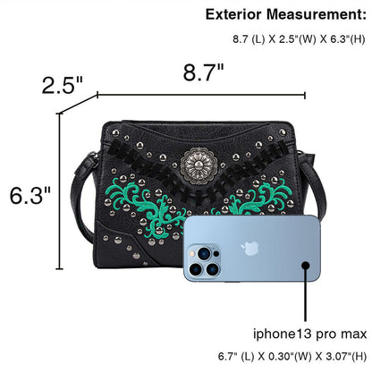 Black Women Studs Luxury Designer Handbag Crossbody Bag Makeup Bag Purse Wallet