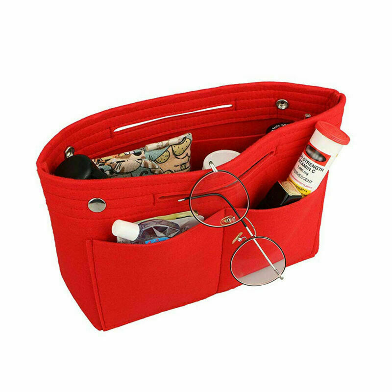 Multi-Pocket Tall Long Insert Bag Felt Purse Handbag Bag Liner Tote Organizer US