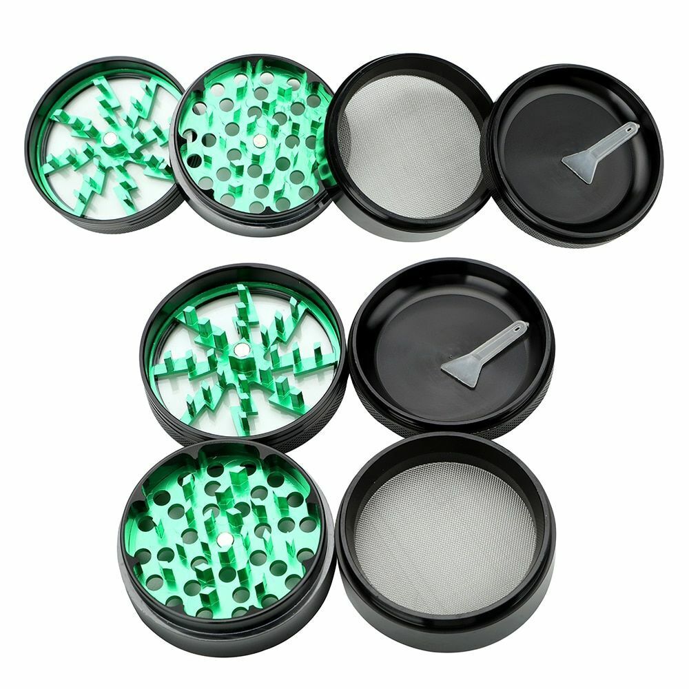 Tobacco Grinder Green 63MM 4-layer Aluminum Alloy Smoke Herb Cutter Transparent