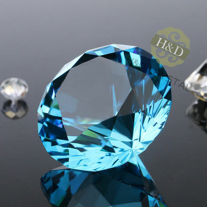 12 PCS Colors Cut Crystal Diamond Paperweight Wedding Party Decor Gift Box 30mm