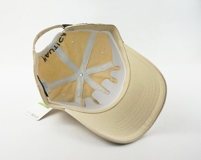 Nautica Hat Adjustable Mens Unisex Beige 100% Cotton Golf Sport Baseball Cap