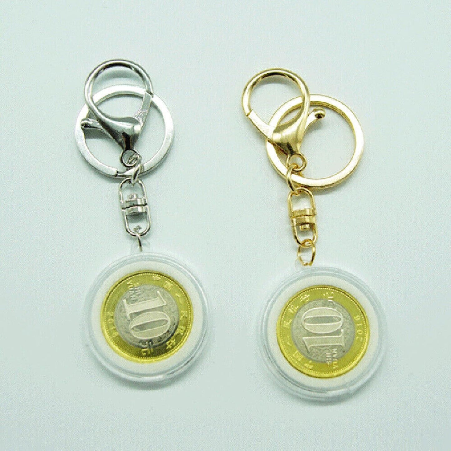 2PCS Coins Holder Keychain Capsule Storage Box Key Ring For 30mm Round Coin j