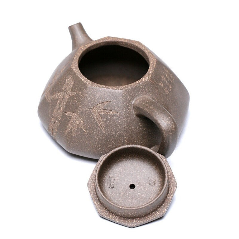 Full Handmade Tea Pot Original Ore Real Yixing Zisha Tea Pot Bamboo Carved New