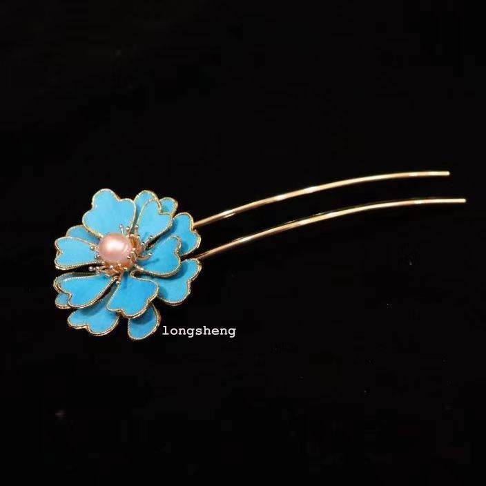 Chinese high-end cloisonne metal woven hair clip for women's hairpins