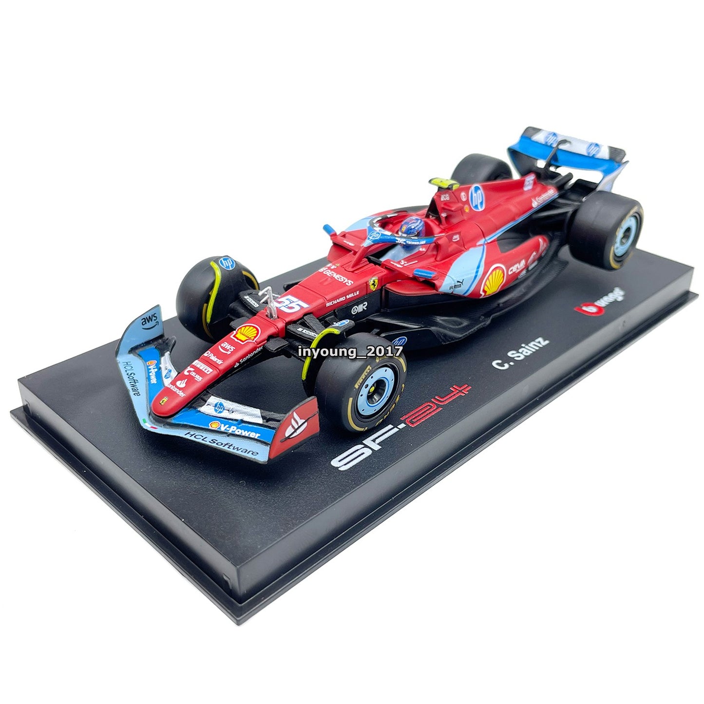 1/43 2024 Ferrari SF-24 Model Toy Car Metal Diecast Toy Vehicle Carlos Sainz 55