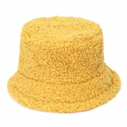 Bucket Hats Lamb Faux Fur Thickened Warm Velvet Winter Outdoor Plush Fisherman