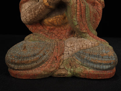Chinese Antique Old Wood Carving Kwan-yin Statue Painted Sculpture Buddha Statue