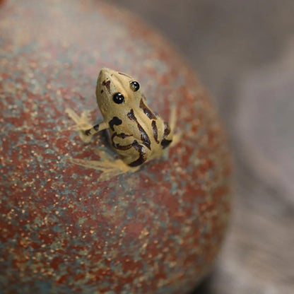 Goldfish Frog Purple Clay Water Spraying Tea Pet 8cm 3.2in Small Statue Decor