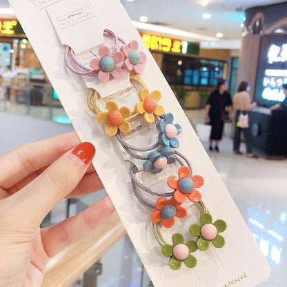 Hair Bands 10/20 Pcs/Bag Shiny Flowers Baby Scrunchies Rubber Kids Accessories