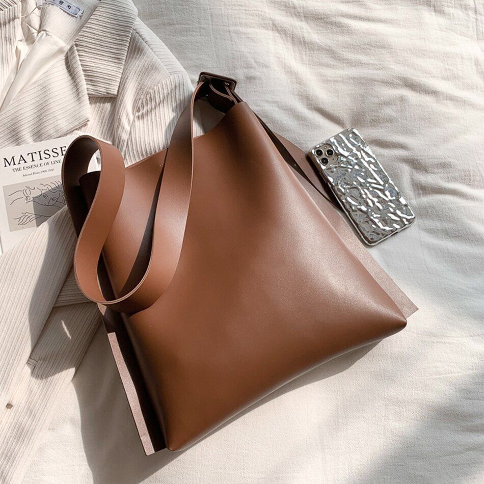 Shoulder Bag Large Capacity Soft Leather Rectangular Tote Bag Luxury Handbag 1PC