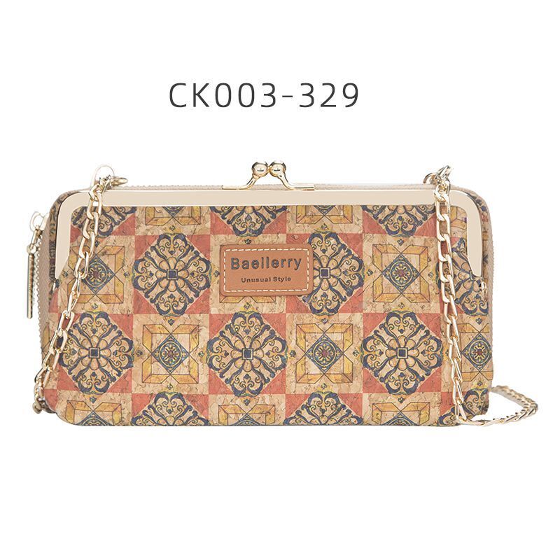 Wallets Wood Grain Chain Long Phone Holder Classic Purse Zipper Wallet 11*5*20CM