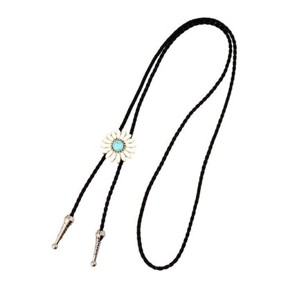 Men Bolo Tie Alloy Polyester Cowboy Flower Gemstones Shirts Sweaters Accessories