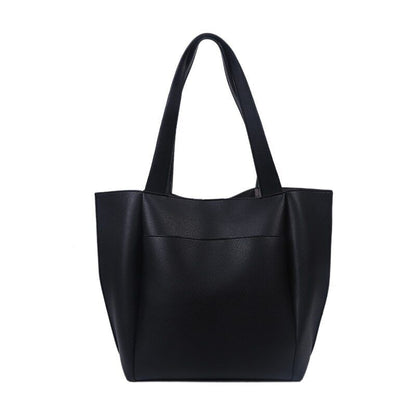 Leather Woman Tote Shopper Handbags Single Shoulder Bag with Outer Pocket