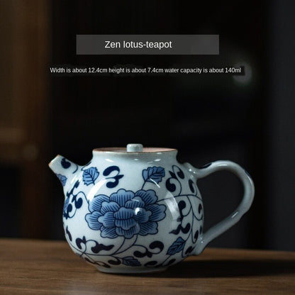Blue and White Porcelain Teapot Handmade Ceramic Teapot Kung Fu Tea Set