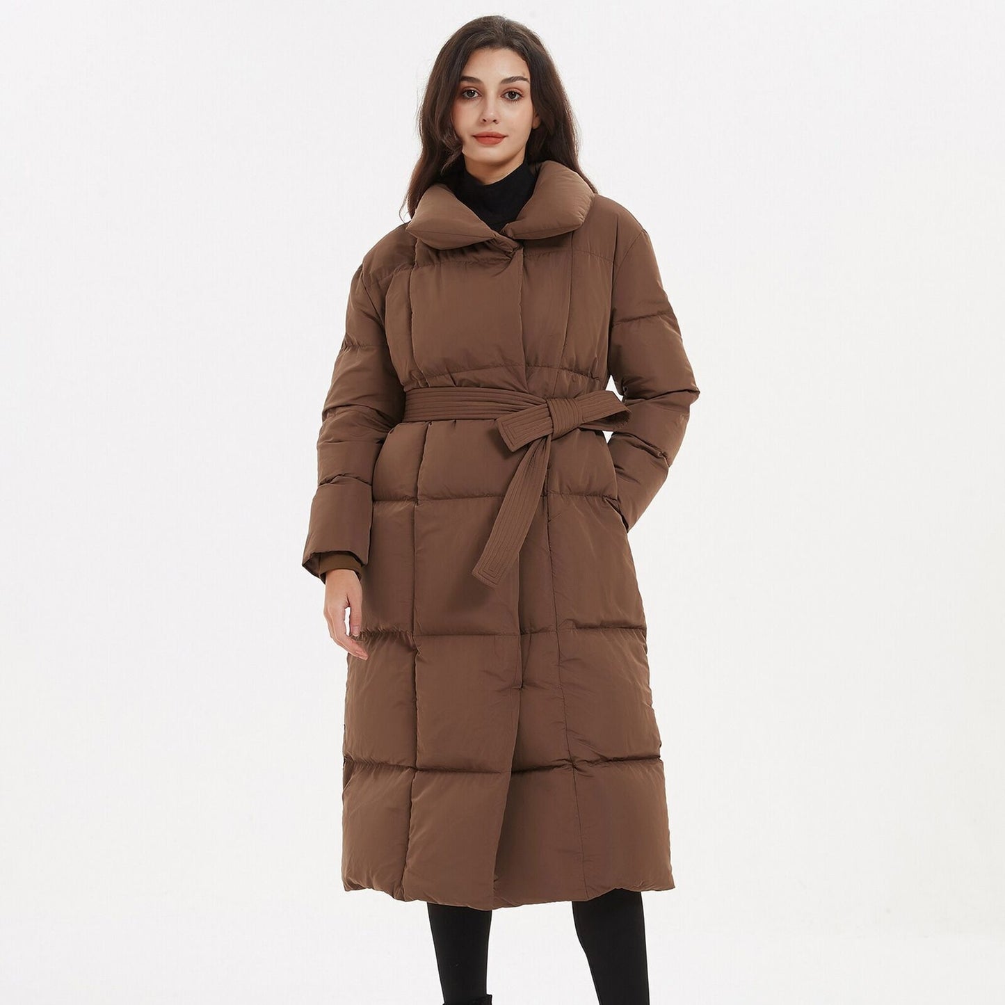 Thick Parkas Women Covered Button Coats Women Belt Long Cotton Jackets Ladies