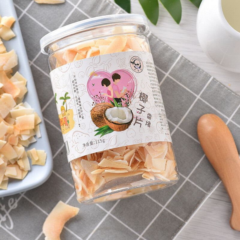 Crispy Toasted Coconut Slices Hainan Raw Snacks Specialty - Canned, 500g