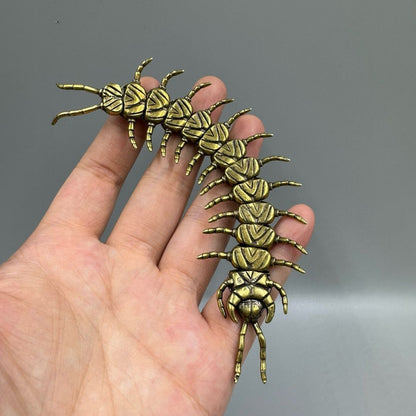 Solid Brass Centipede Tea Pet Ornament Movable Joints Tea Lid Rest Paperweight