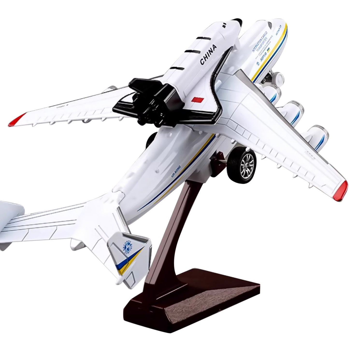 1/400 Soviet An-225 Plane w/Buran Orbiter Model Sound Light Pull Back Toy Decor