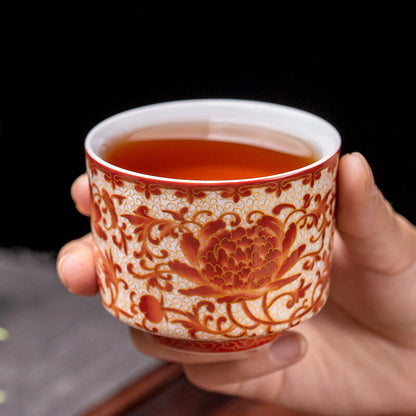 Handmade Tea Cup Chinese Porcelain Under Glaze Color Enamel Master Cup 150ml New