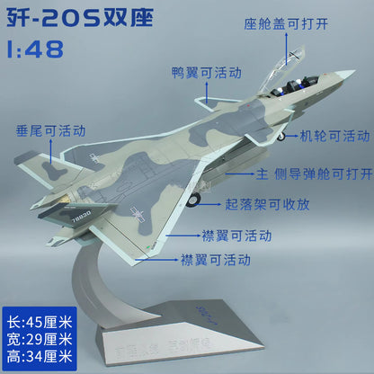45CM 1:48 J-20S Stealth Fighter Aircraft Plane Diecast Military Airplane Model