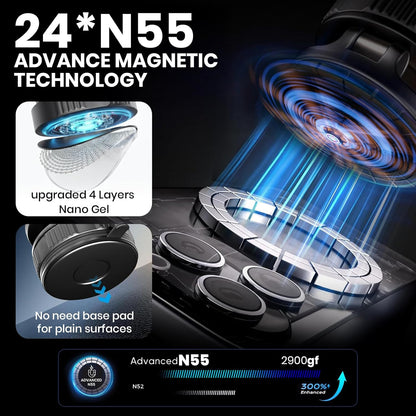 360° Rotating Magnetic Phone Holder | Ultra Strong Vacuum Suction with Adjustabl