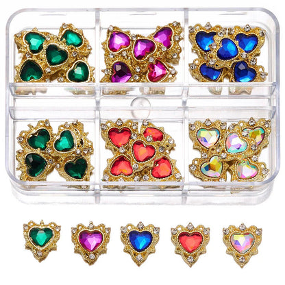 Nail Charms 30Pcs Boxed Luxury Shiny Planet Alloy 3D Art Rhinestones Bling Decor