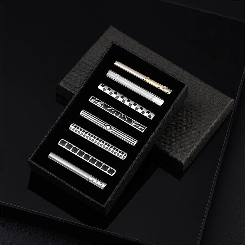 Tie Clips 8Pcs Copper Short Pins Set W/ Gift Box Accessories Men Shirt Cufflinks