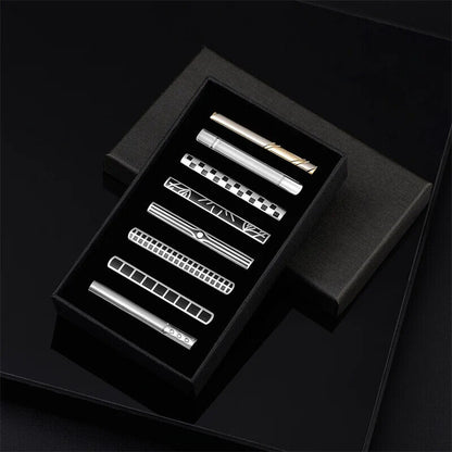 Tie Clips 8Pcs Copper Short Pins Set W/ Gift Box Accessories Men Shirt Cufflinks