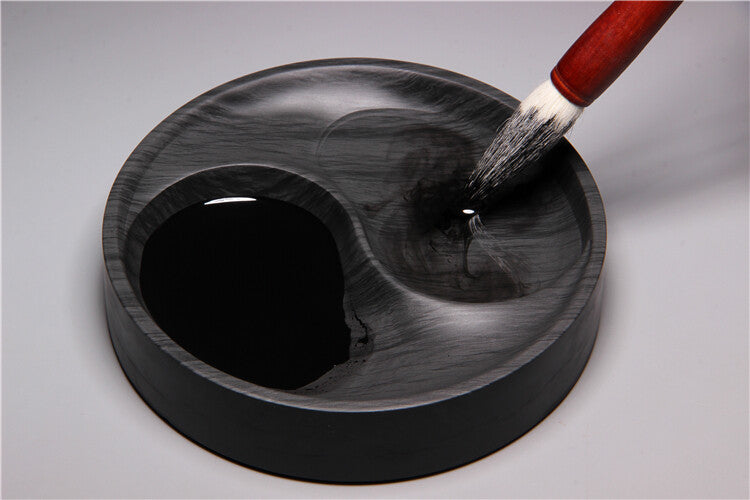 4.9" Chinese Ink Natural Original Stone Hand-carved Taiji Inkstone Inkslab