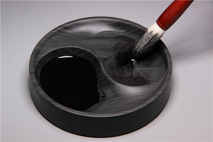 4.9" Chinese Ink Natural Original Stone Hand-carved Taiji Inkstone Inkslab