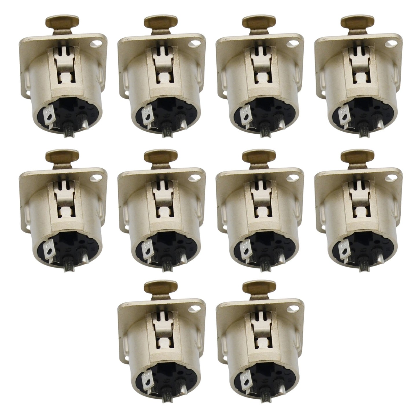 10pcs Microphone Jack Audio Connector XLR 3-Pin Durable Construction Chassis