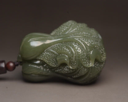 Chinese Natural Hetian Jade Carving Chinese Cabbage Exquisite Pendant Jewelry