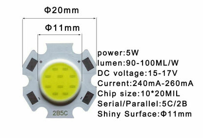 LED Source Chip 15pcs 3W 5W 7W 10W High Power COB Side 11mm Light Bulb Lamp Spot