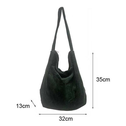 Crossbody Messenger Bag Large Shoulder Corduroy Tote Handbag Zipper 32*13*35 CM