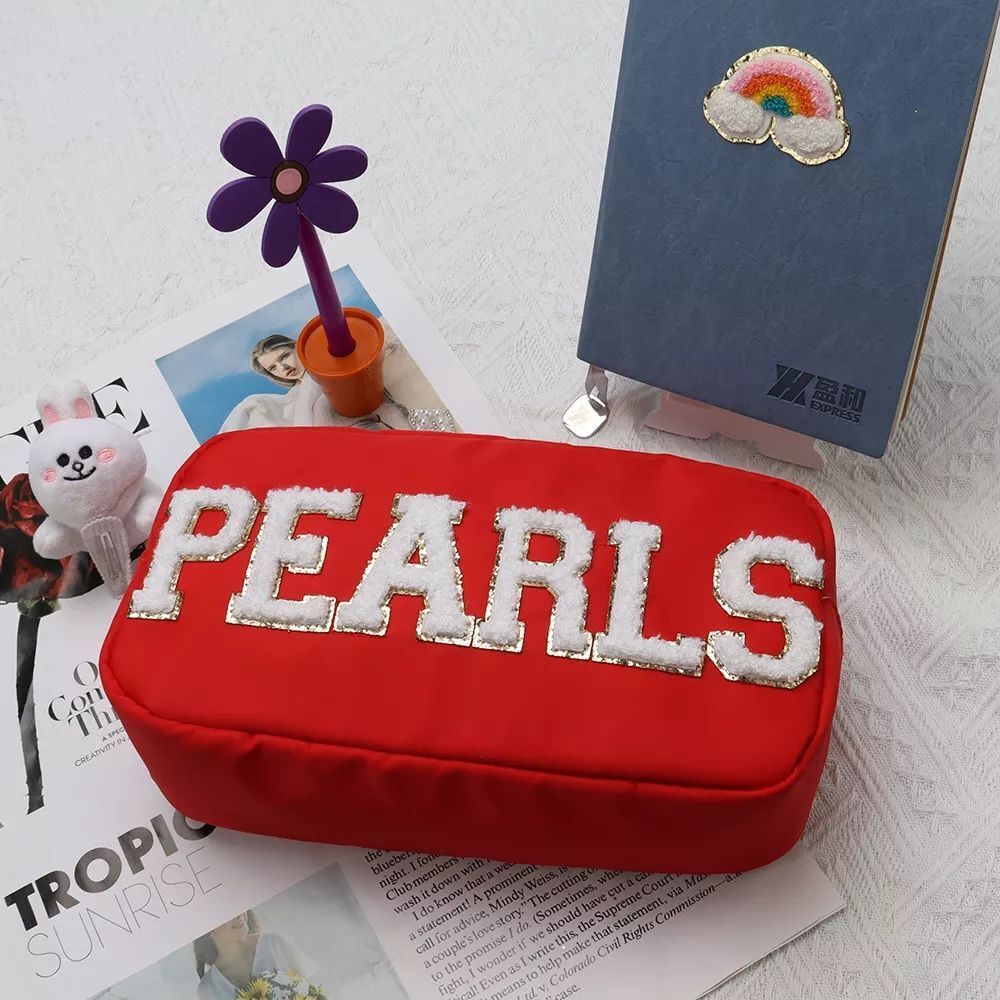 Rhinestone Nylon Waterproof Pouch Makeup Case Nylon Travel Cosmetic Bag Cosmetic