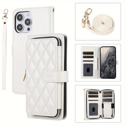 Crossbody Wallet Case for iPhone 16 15 14 13 12 11 Pro Max XR XS 7 8 Plus SE