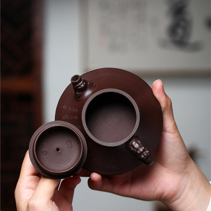 Tea Pot Handmade Craft Marked Character Carved Master Pot Real Yixing Zisha Pot