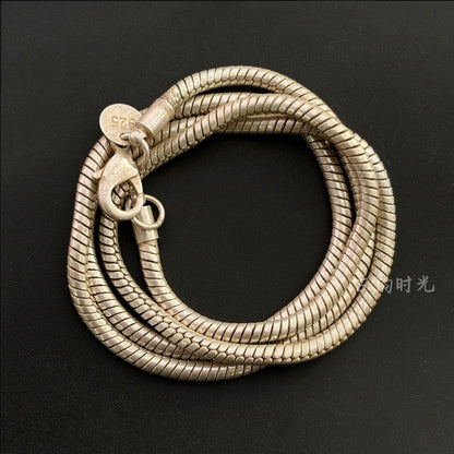 Men’s Fine Copper Silver-Plated Necklace Versatile Length 60cm Approx