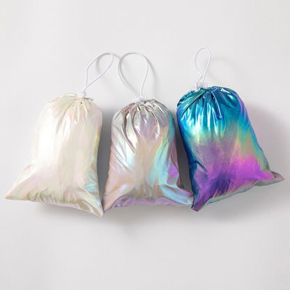 Women Men Hooded Coat Iridescent Shiny Holographic Jacket Top Fashion Hip Hop