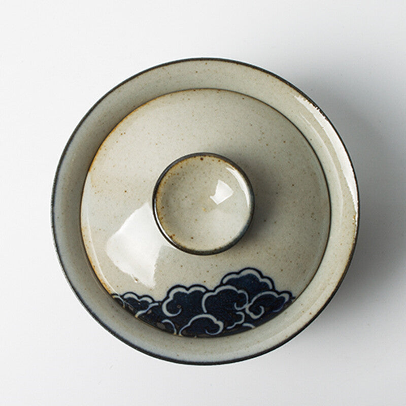 150CC Hand Painted Cloud Gaiwan Tea Pottery Tureen With Lid Teaware Kung Fu Tea