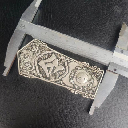 Vintage Tai Sui General Token Silver-Plated Lucky Charm Zodiac