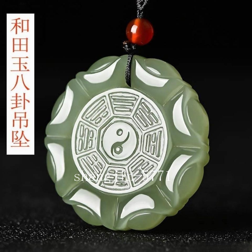 New Nephrite Jade Ba Gua Yin Yang Pendant Unisex Luck Jade Jewelry‌