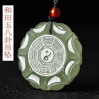 New Nephrite Jade Ba Gua Yin Yang Pendant Unisex Luck Jade Jewelry‌