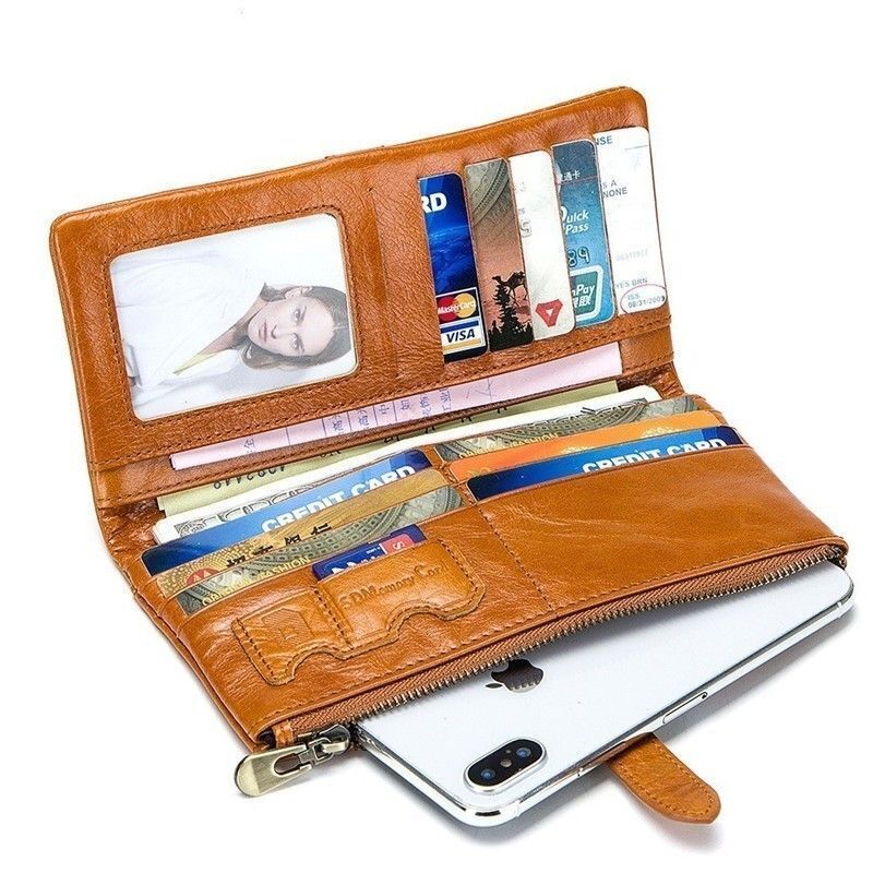 Genuine Leather Long Wallet Money Bags Portable Wallets Purse 18*9.5*1.5 CM 1 PC