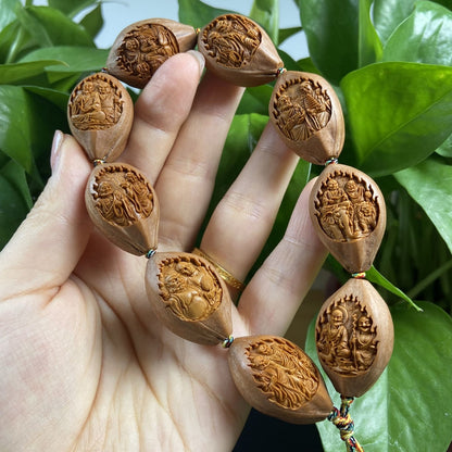 Olive Nut Carving 18 Arhats Bracelet Original Skin Relief Carved