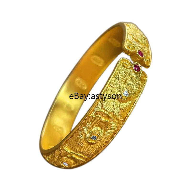 Flower Opening 24K Gilding Yellow GP Bracelet Jewelry